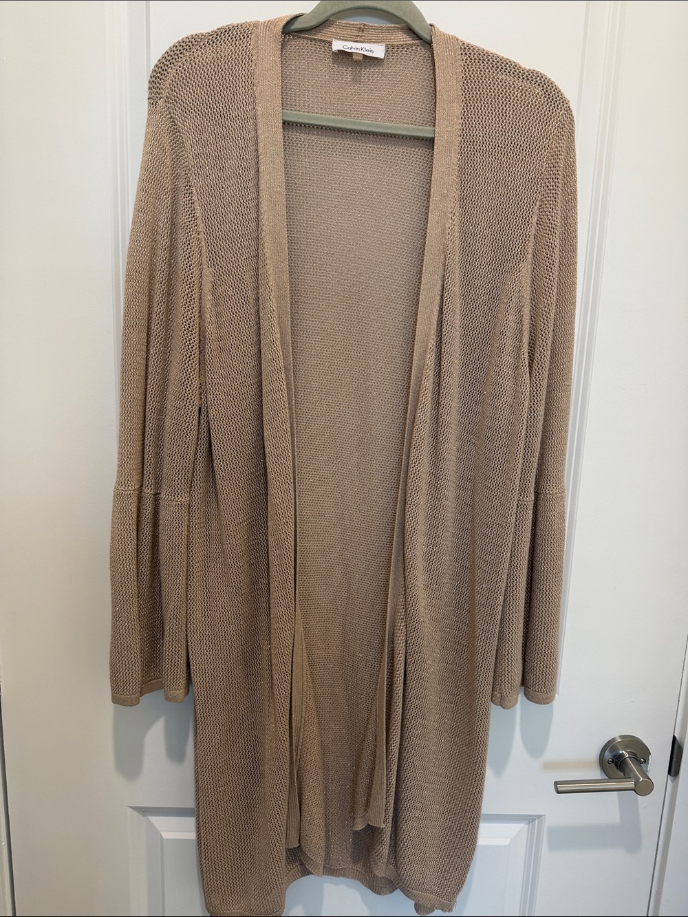 Calvin Klein Lightweight Open Cardigan in Tan